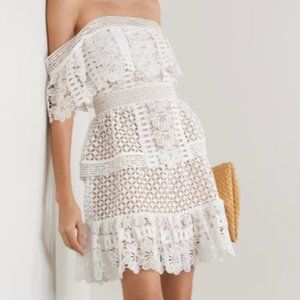 [NWT] Self-Portrait Off-the-shoulder guipure lace mini dress